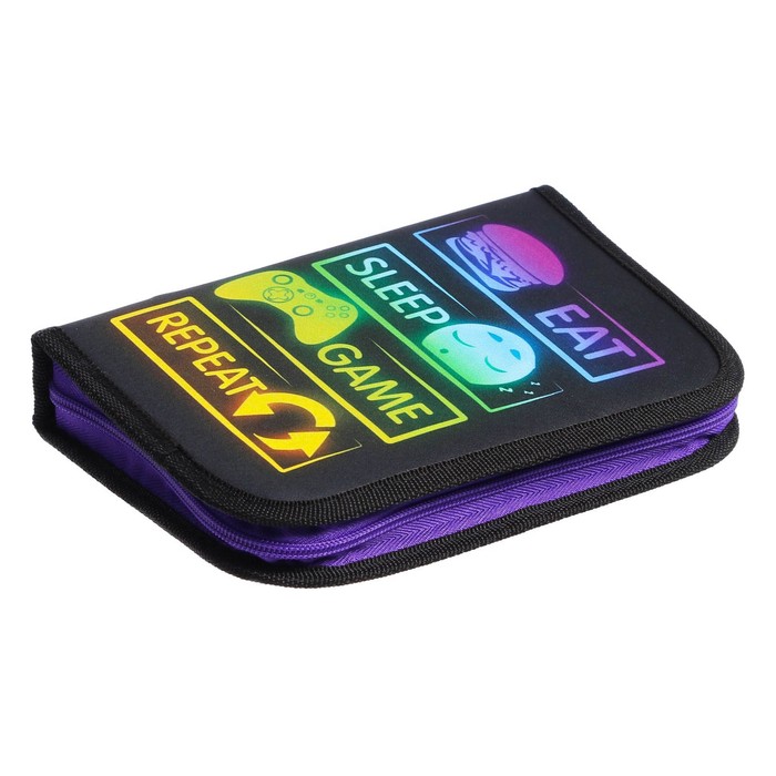 фото Пенал 3 секции, вкладка внутри, 140 х 210 мм, тканевый, calligrata block "знаки"