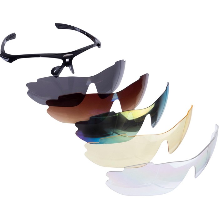 фото Очки спортивные bradex, солнцезащитные с 5 сменными линзами в чехле, черные