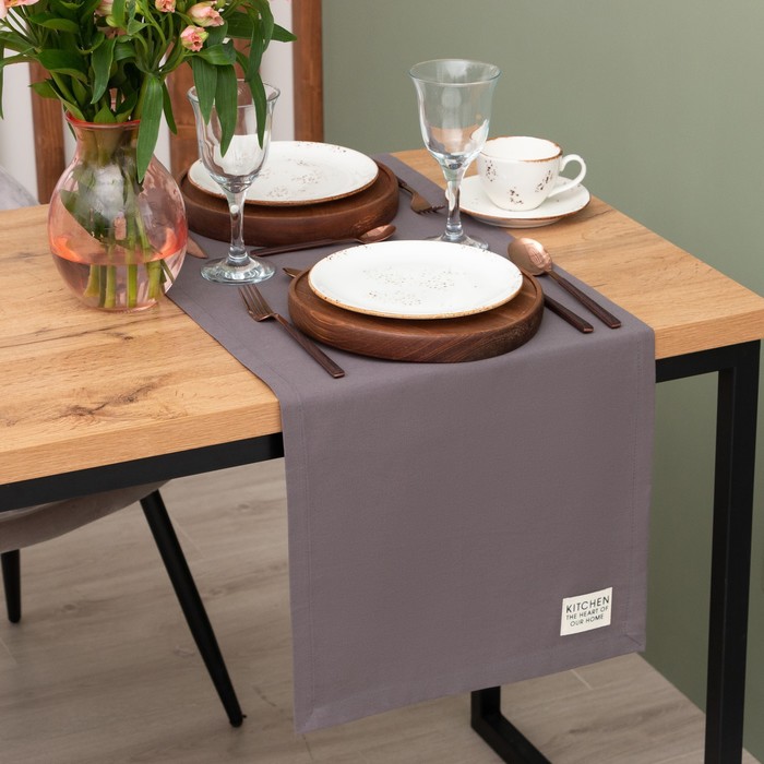 фото Дорожка на стол этель kitchen 40х150 см, цв. серый, 100% хл, саржа 220 г/м2