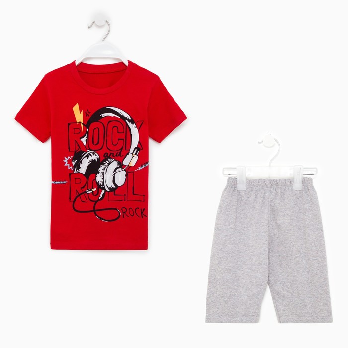 фото Комплект (футболка и шорты) для мальчика, цвет красный, рост 104 см bebus