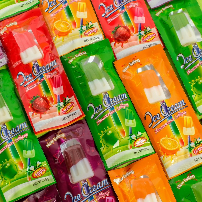 фото Леденцовая карамель на светящейся палочке мороженое 10 г, набор 30 шт.