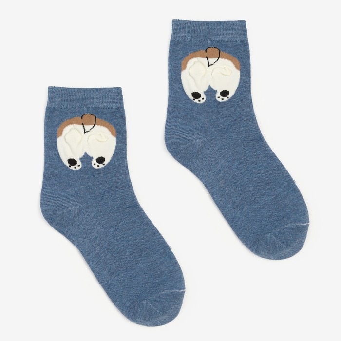фото Носки женские "корги 3d", цвет джинс, размер 36-40 hobbyline