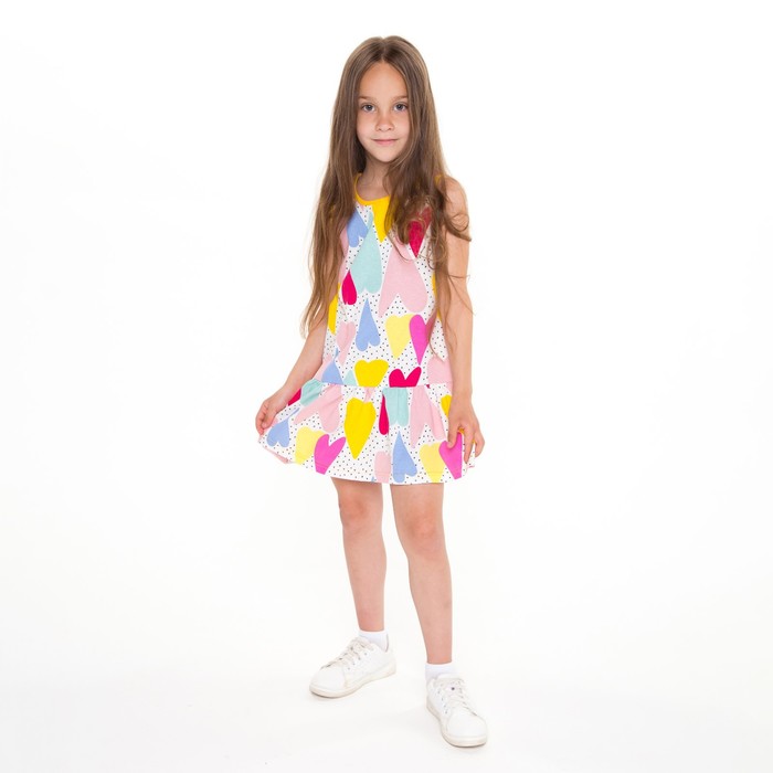 фото Платье для девочки, цвет белый/сердечки, рост 98 см юниор текстиль
