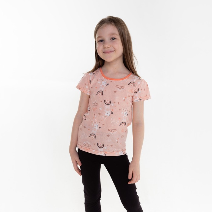 фото Фуфайка (футболка) для девочки а.60-11 кт, цвет розовый/заяц, рост 98 см юниор текстиль