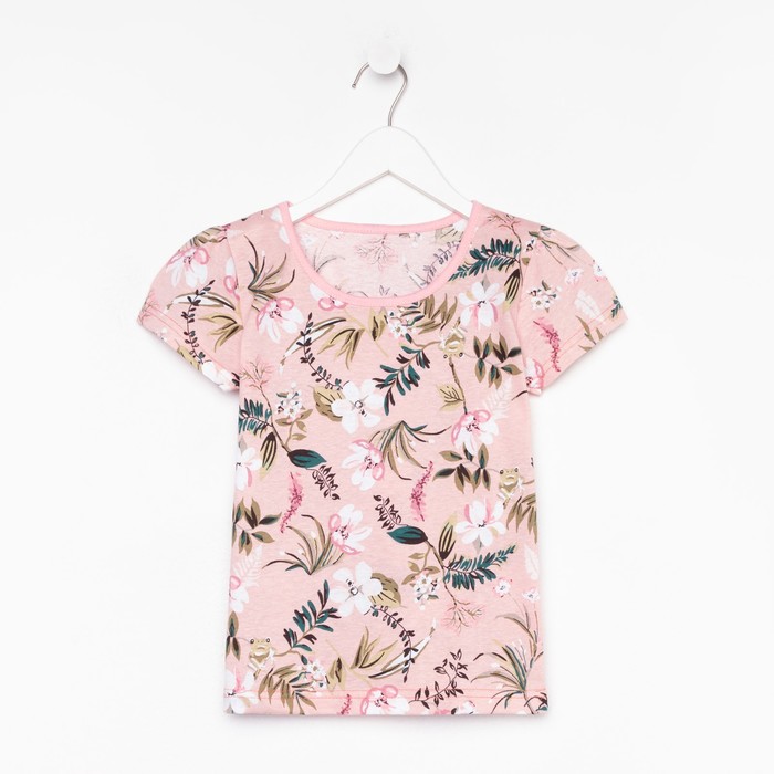 фото Фуфайка (футболка) для девочки а.60-11 кт, цвет розовый/цветы, рост 116 см юниор текстиль