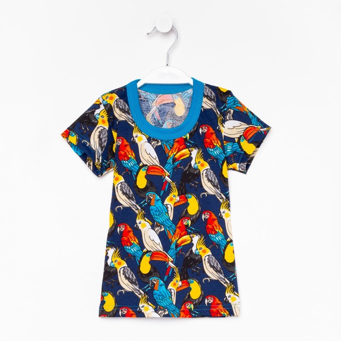 фото Фуфайка (футболка) для мальчика а.60-1 кт, цвет синий/попугай, рост 116 см юниор текстиль