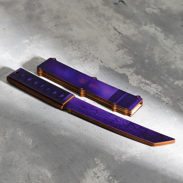 фото Сувенир деревянный "нож танто" фиолет дарим красиво