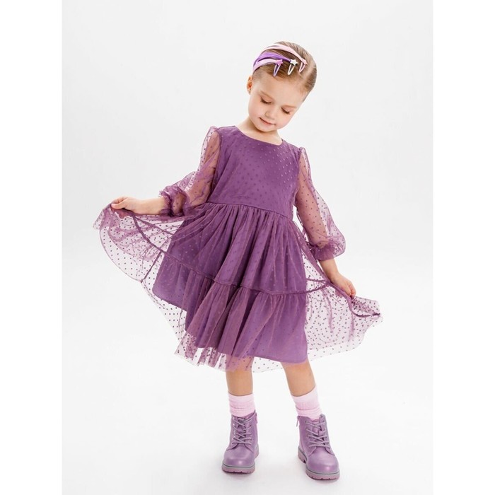 фото Платье детское amarobaby baby doll, фиолетовый, размер 116