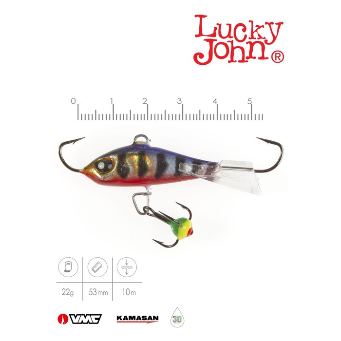 фото Балансир lucky john baltic 5 + тройник, 5 см, цвет 114 блистер