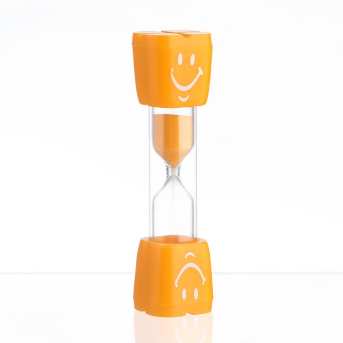 фото Песочные часы "смайл" на 3 минуты, 9 х 2.3 см, оранжевые