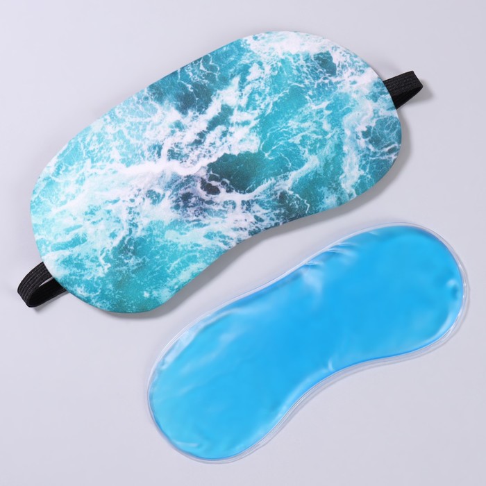 фото Маска для сна с гелевым вкладышем «море», 19 × 10 см, резинка одинарная, цвет голубой onlitop
