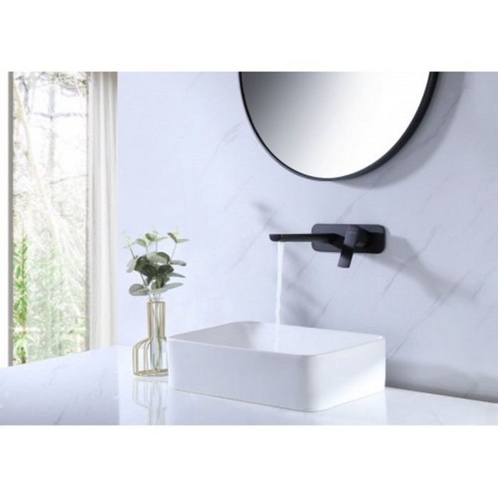 фото Смеситель для раковины lemark ursus lm7226bl, однорычажный, скрытый, излив 178 мм, черный