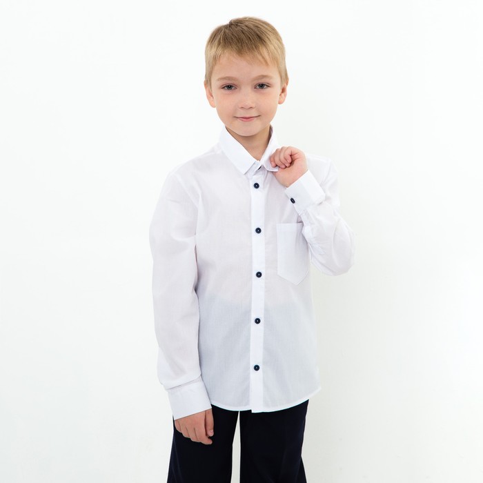 фото Рубашка для мальчика, цвет белый, рост 146 см техноткань