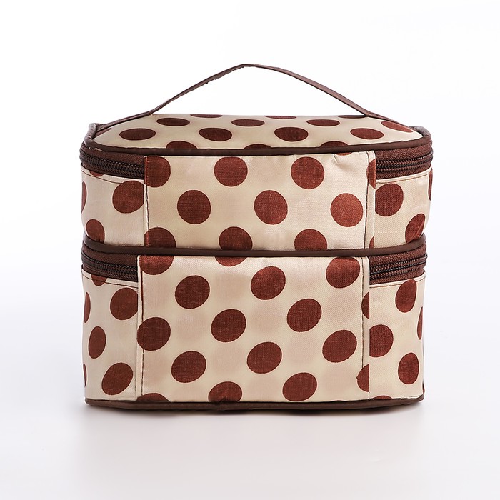 фото Косметичка, 2 отдела на молниях, цвет бежевый/коричневый