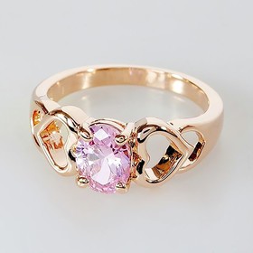 Кольцо фианит розовый "Сердечки", позолота с родированием, размер 17 
Кольцо фианит розовый "Сердечки", позолота с родированием, размер 17
