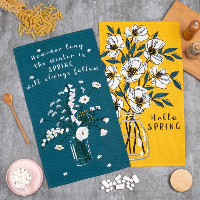 Набор кухонных полотенец «Доляна» Hello spring 35х60 см -2 шт., 100% хлопок, вафля 160 г/м2
Набор кухонных полотенец «Доляна» Hello spring 35х60 см -2 шт., 100% хлопок, вафля 160 г/м2