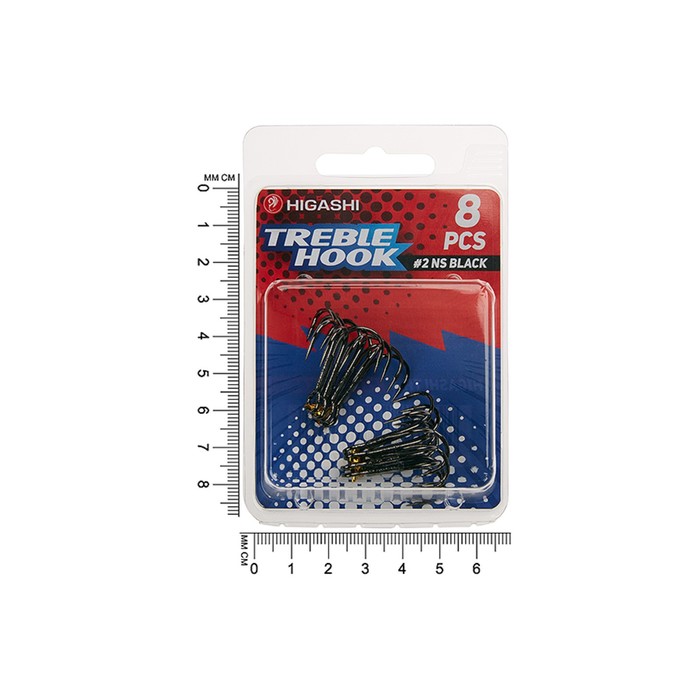 фото Тройники higashi th-1, крючок № 2, черный, 8 шт., набор, 00591
