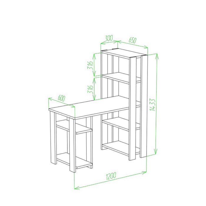 фото Компьютерный стол, 1200 × 650 × 1450 мм, цвет карамель / шамони