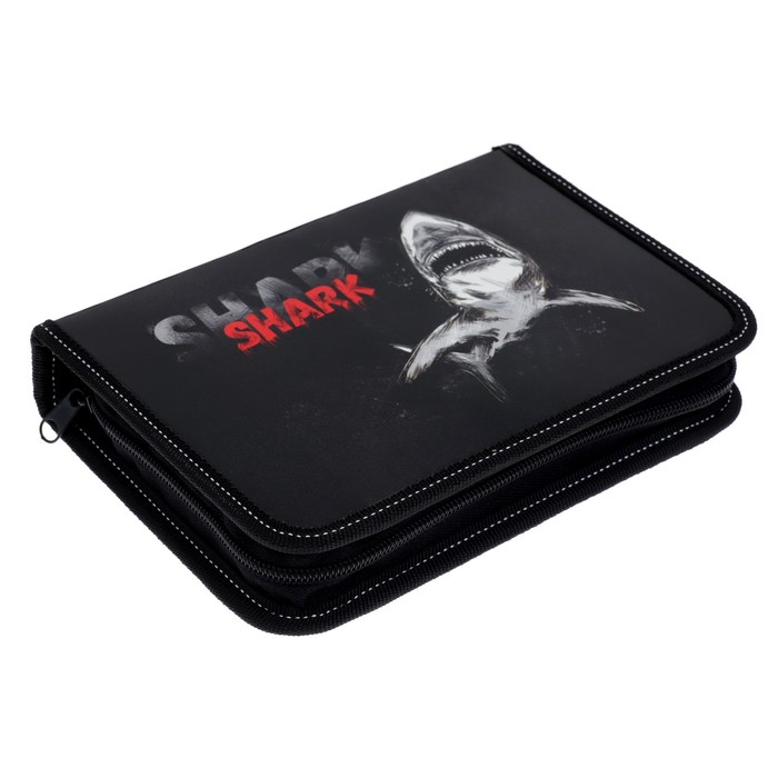 фото Пенал 1 секция, 140 х 205 х 38 мм, 2 откидные планки, calligrata 30п32_2в "акула", ламинированный картон
