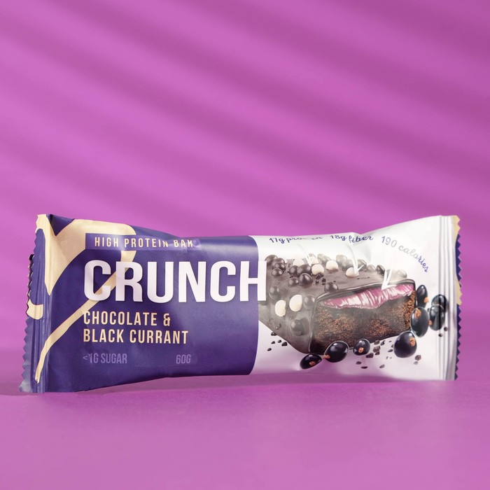 фото Протеиновый батончик crunch bar «шоколад и черная смородина» спортивное питание, 60 г booty bar
