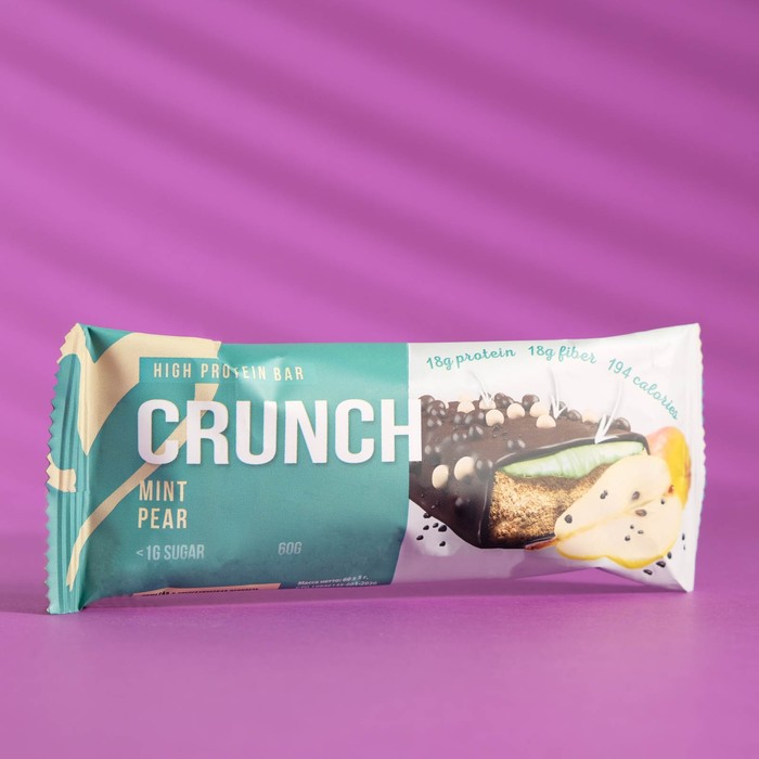 фото Протеиновый батончик crunch bar «сладкая груша с мятной карамелью» спортивное питание, 60 г booty bar
