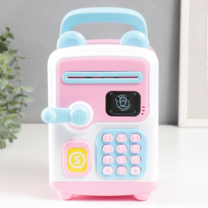 фото Копилка пластик "сейф с ушками" кодовый замок, звук аа микс 19,5х14х26 см