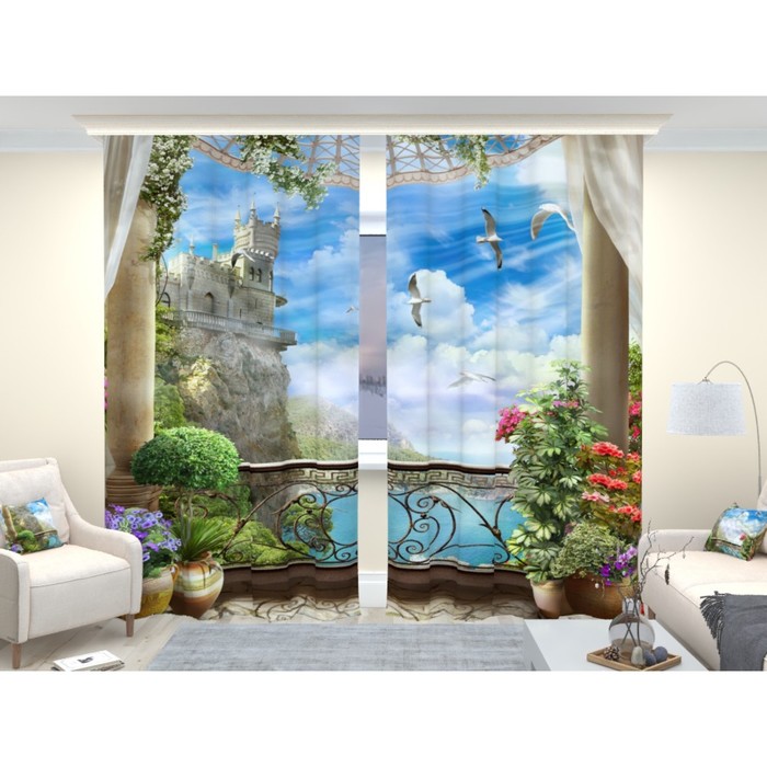 фото Фотошторы «вид на замок», размер 150 × 260 см, димаут олимп-текстиль