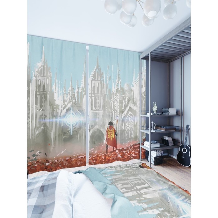 фото Фотошторы «рыцарь и замок», размер 150 × 260 см, димаут олимп-текстиль