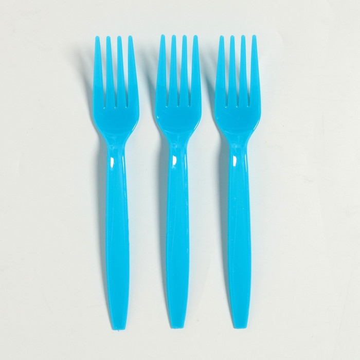 фото Вилка пластиковая, набор 6 шт, цвет голубой страна карнавалия