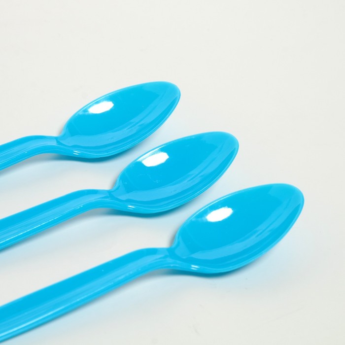 фото Ложки пластиковые, 6 шт., цвет голубой страна карнавалия
