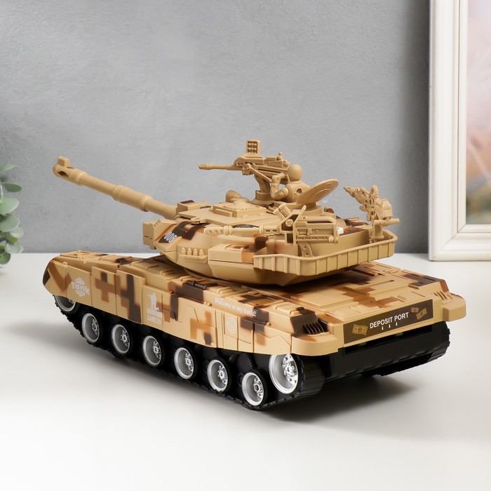 фото Копилка пластик "танк" кодовый замок, звук аа 43х16х16 см