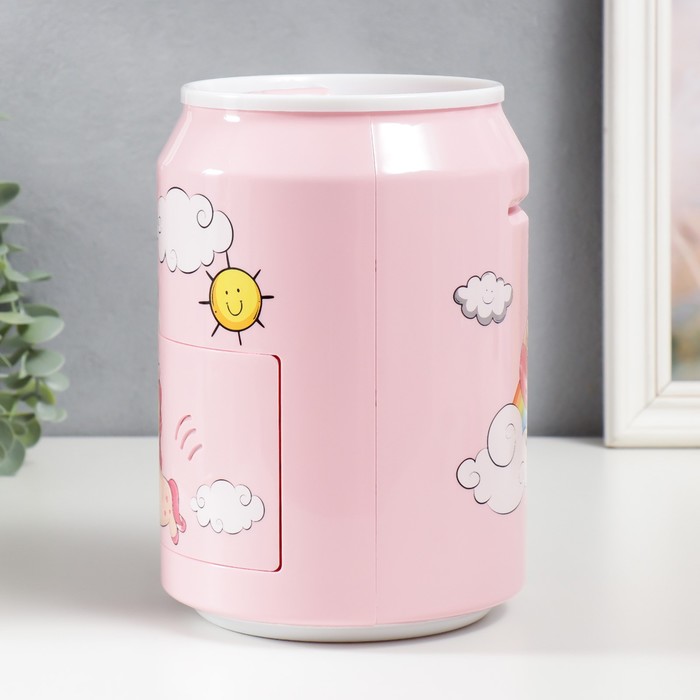 фото Копилка пластик "банка. единорог" кодовый замок, звук аа розовый 15х21 см