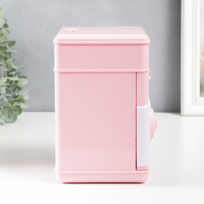 фото Копилка пластик "сейф. коровка" кодовый замок, звук аа розовый 13х12х19 см