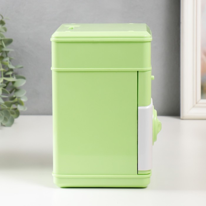 фото Копилка пластик "сейф. тигрёнок" кодовый замок, звук аа зелёный 13х12х19