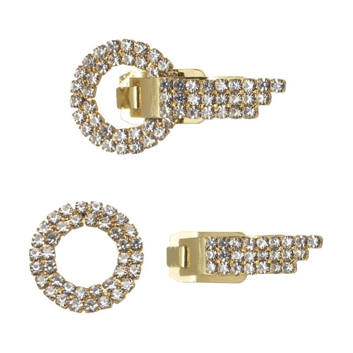 фото Крючок шубный со стразами (золото)