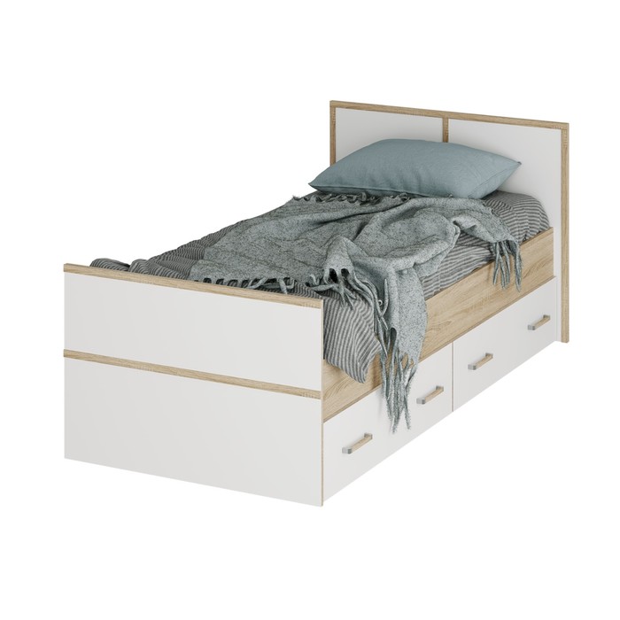 фото Кровать сакура light 2000х900 дуб сонома/белый