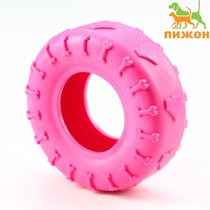 фото Игрушка жевательная для собак "шина" 9 см, розовая пижон