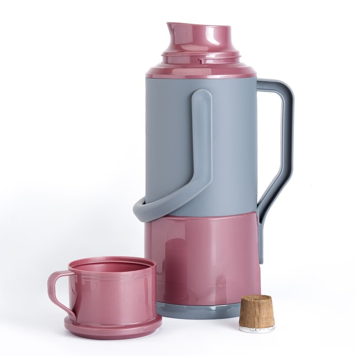 фото Термос 1.2 л, со стеклянной колбой, сохраняет тепло 24 ч , микс