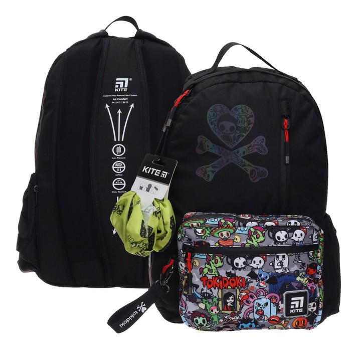 фото Рюкзак молодёжный tokidoki, 44 х 29,5 х 15 см, эргономичная спинка, чёрный