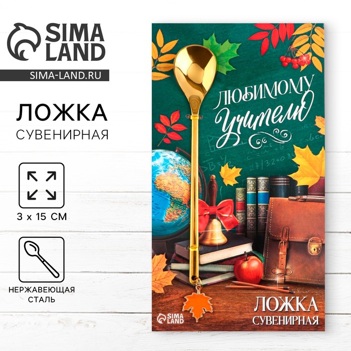 фото Ложка с подвесом "любимому учителю", 2,7 х 14, 8 см семейные традиции