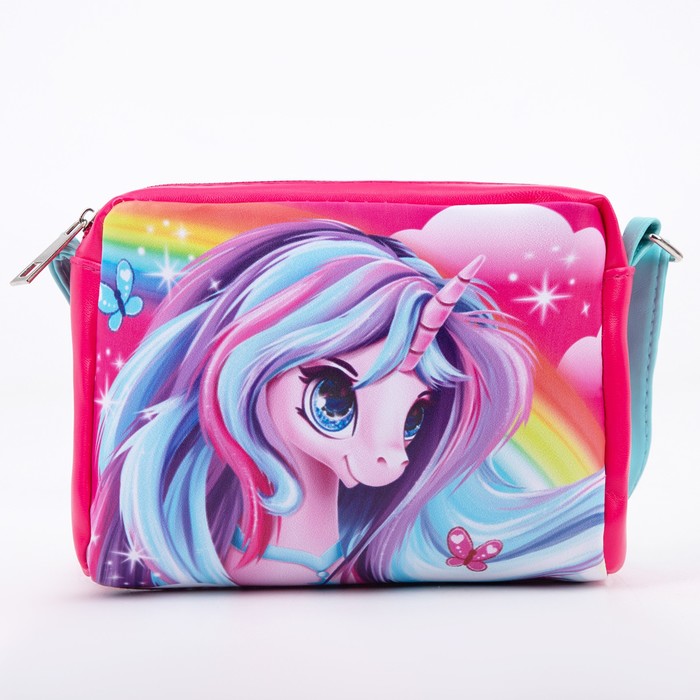 фото Сумка детская «волшебный единорог» из эко-кожи, на ремешке, 15х12х3 см nazamok kids