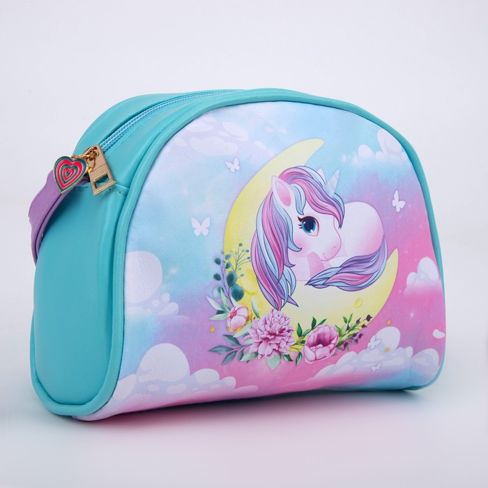 фото Сумка детская "единорог на луне", искусственная кожа, с брелком, 18х15х2 см nazamok kids