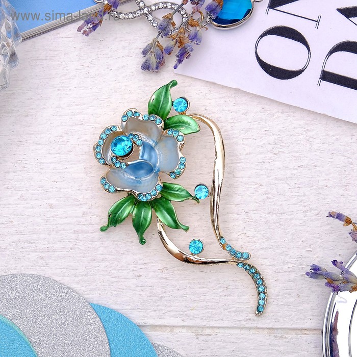 Брошь "Цветок" роза любви, цвет голубо-зелёный в золоте 
Брошь "Цветок" роза любви, цвет голубо-зелёный в золоте