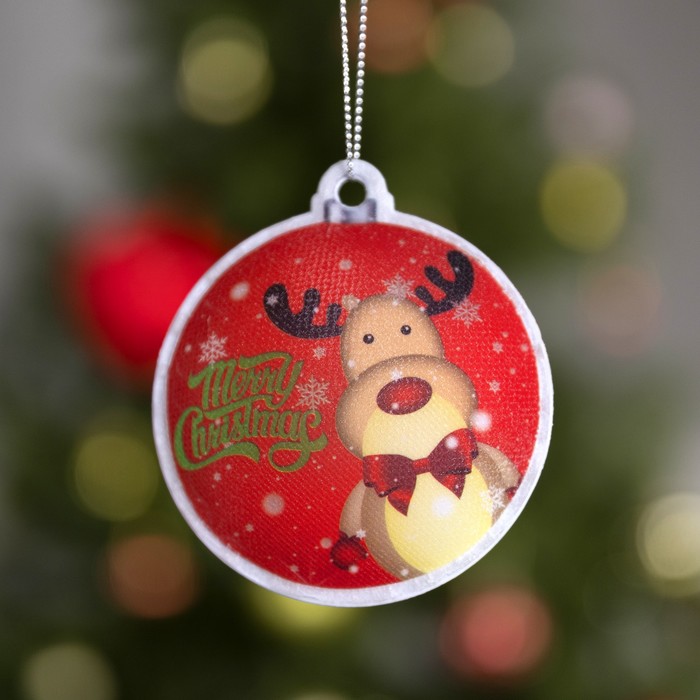 фото Световая подвеска «олень» 8 см, батарейки lr44х3, свечение мульти luazon lighting