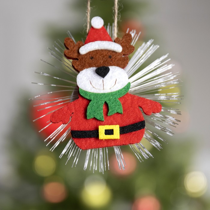 фото Световая подвеска «олень» 10 см, батарейки lr44х3, свечение мульти luazon lighting