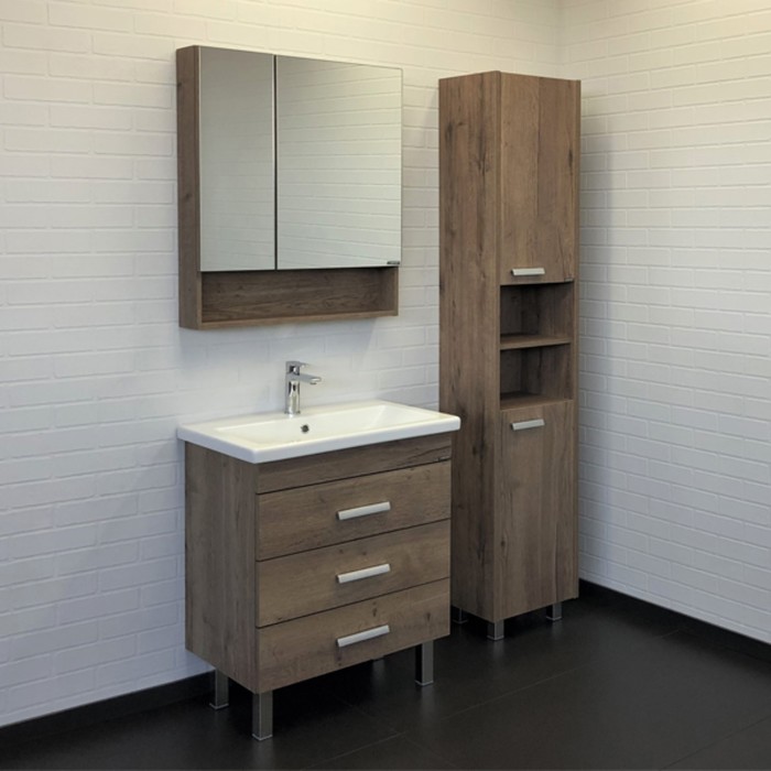 фото Тумба-умывальник comforty «никосия-70н» дуб темный с раковиной como 70