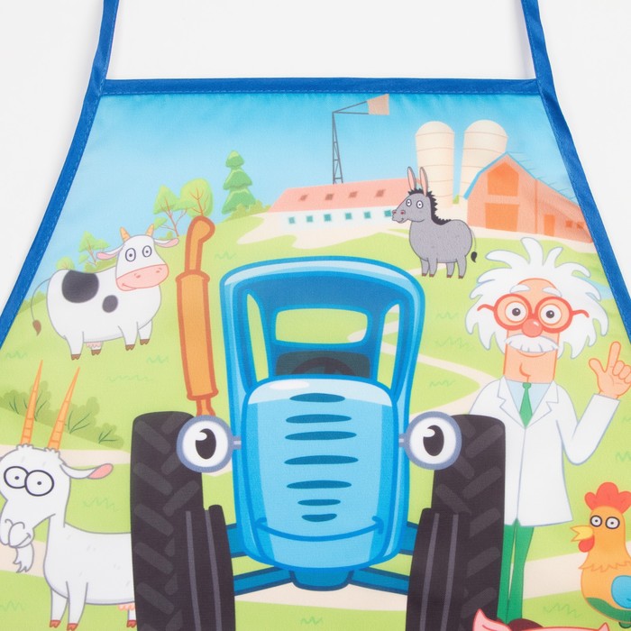 фото Фартук с нарукавниками синий трактор «веселая ферма», 49х39 см