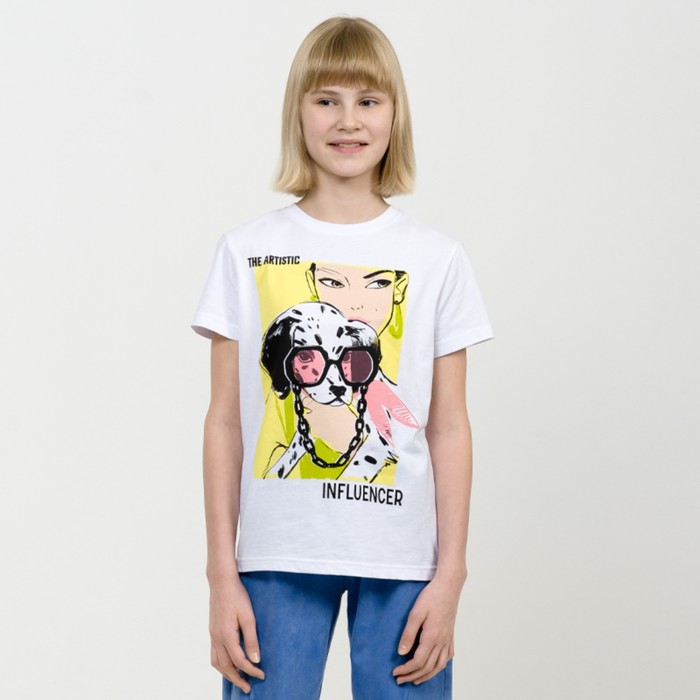 фото Футболка для девочек, рост 122 см, цвет белый pelican