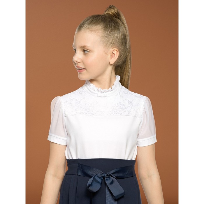 фото Футболка для девочек, рост 116 см, цвет белый pelican