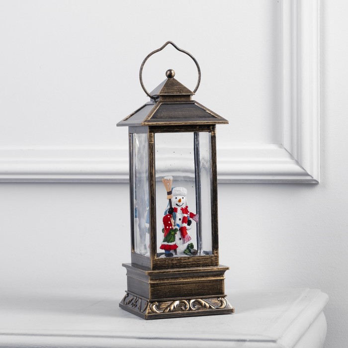 фото Светодиодная фигура «фонарь с девочкой и снеговиком» 10 × 27 × 10 см, пластик, батарейки аах3 (не в комплекте), usb, свечение тёплое белое luazon lighting